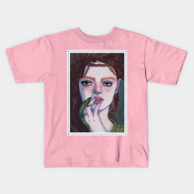 Girl with a lizard Kids T-Shirt by Sharaful